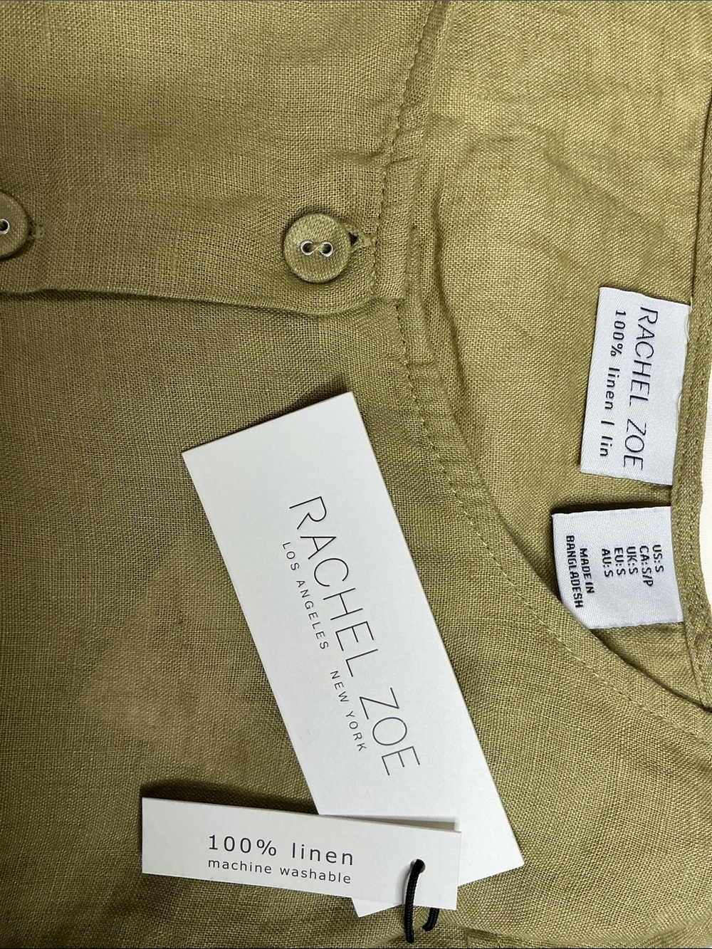 Rachel Zoe Olive Green Linen Button-Front Sleeveless Top - Picture 10 of 10